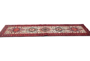 Vintage Cream Tribal 2'5X7'7 Hamedan Persian Runner Rug