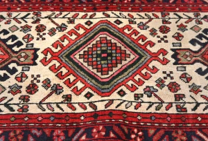 Vintage Cream Tribal 2'5X7'7 Hamedan Persian Runner Rug
