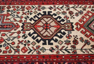 Vintage Cream Tribal 2'5X7'7 Hamedan Persian Runner Rug