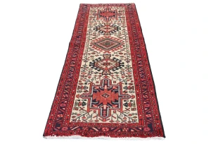 Vintage Cream Tribal 2'5X7'7 Hamedan Persian Runner Rug