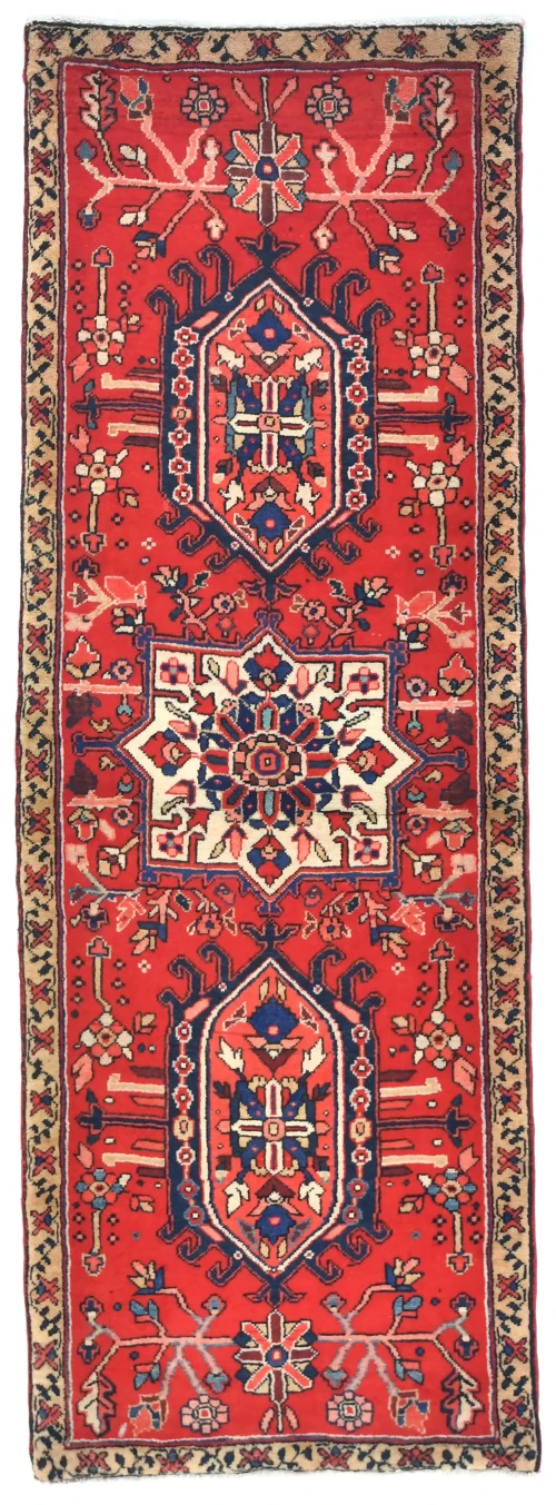 Vintage Red Tribal 2'5X6'6 Heriz Persian Runner Rug