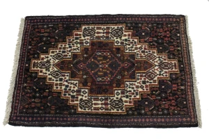 Vintage Cream Geometric Tribal 2X3 Bidjar Persian Rug