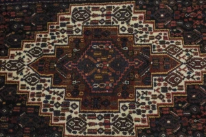 Vintage Cream Geometric Tribal 2X3 Bidjar Persian Rug