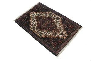 Vintage Cream Geometric Tribal 2X3 Bidjar Persian Rug