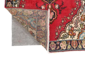 Vintage Red Floral Traditional 3'7X5 Tabriz Persian Rug