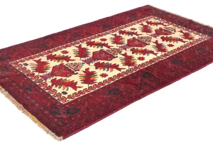 Vintage Red Tribal Geometric 3X5 Balouch Persian Rug