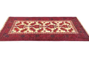 Vintage Red Tribal Geometric 3X5 Balouch Persian Rug