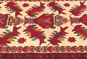 Vintage Red Tribal Geometric 3X5 Balouch Persian Rug