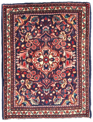 Vintage Purple-navy Floral 2'0X2'5 Kashan Persian Oriental Rug