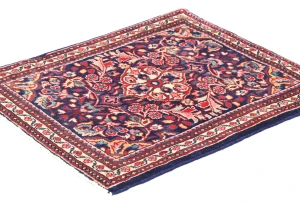 Vintage Purple-navy Floral 2'0X2'5 Kashan Persian Oriental Rug