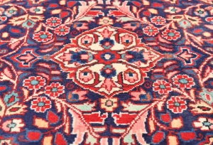 Vintage Purple-navy Floral 2'0X2'5 Kashan Persian Oriental Rug