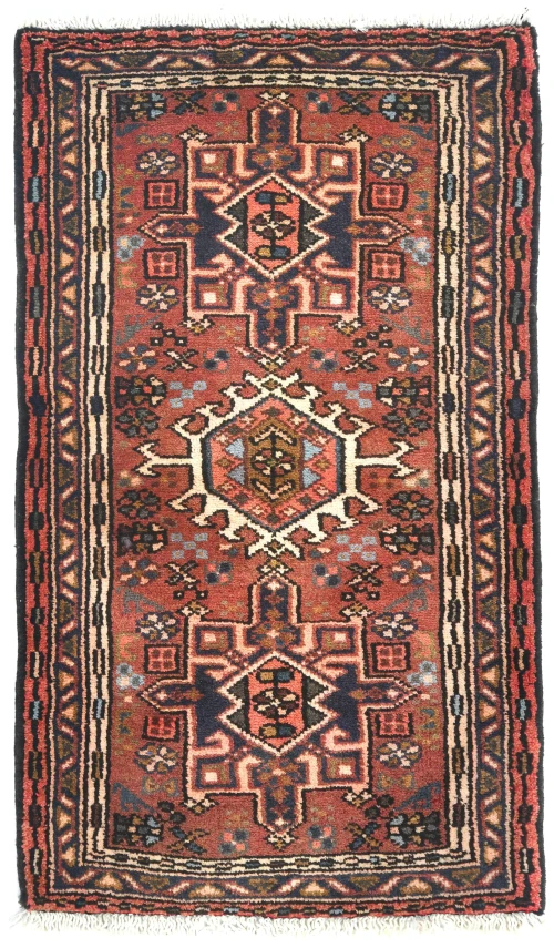 Vintage Rusty Red Tribal 2X3 Karajeh Persian Rug