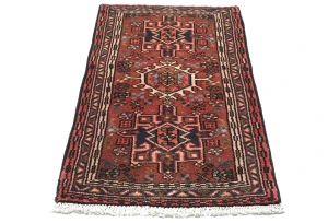 Vintage Rusty Red Tribal 2X3 Karajeh Persian Rug
