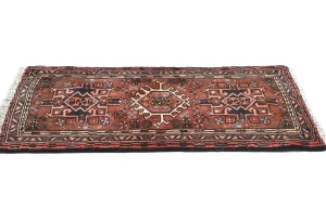 Vintage Rusty Red Tribal 2X3 Karajeh Persian Rug