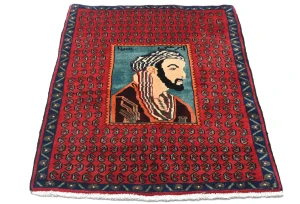 Vintage Red Floral 2'7X3'5 Zanjan Persian Rug