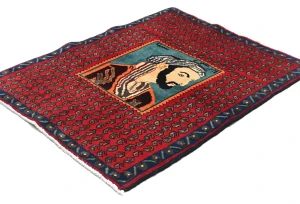 Vintage Red Floral 2'7X3'2 Zanjan Persian Rug