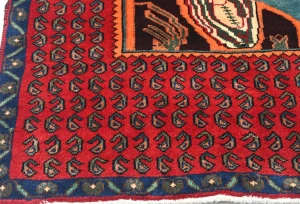 Vintage Red Floral 2'7X3'2 Zanjan Persian Rug