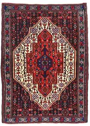 Vintage Red Tribal 2'6X3'7 Bidjar Persian Rug