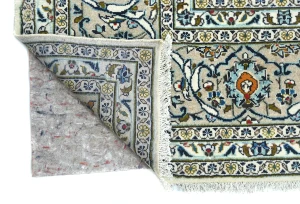 Vintage Cream Floral Traditional 10X14 Kashan Persian Rug