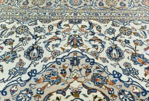 Vintage Cream Floral Traditional 10X14 Kashan Persian Rug