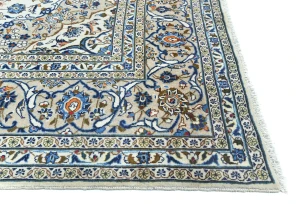 Vintage Cream Floral Traditional 10X14 Kashan Persian Rug