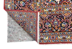 Vintage Red Floral Traditional 9X13 Kashan Persian Rug
