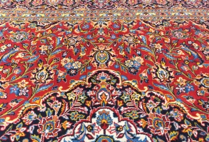Vintage Red Floral Traditional 9X13 Kashan Persian Rug