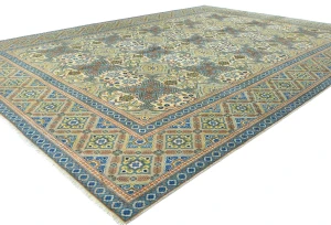 Semi Antique Cream Floral Traditional 9X12 Kashan Persian Oriental Rug