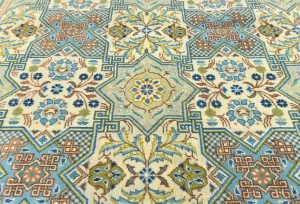 Semi Antique Cream Floral Traditional 9X12 Kashan Persian Oriental Rug
