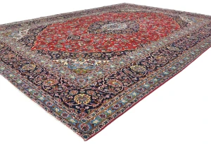 Vintage Red Floral Traditional 10X13 Kashan Persian Rug