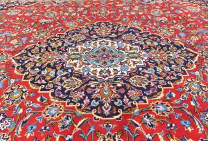 Vintage Red Floral Traditional 10X13 Kashan Persian Rug