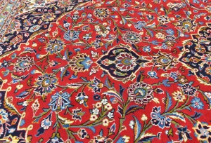 Vintage Red Floral Traditional 10X13 Kashan Persian Rug