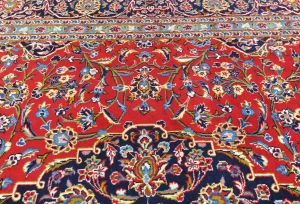 Vintage Red Floral Traditional 10X13 Kashan Persian Rug