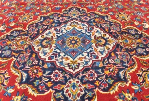 Vintage Red Traditional Floral 10X13 Kashan Persian Rug