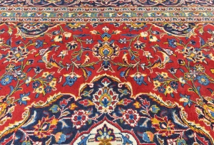 Vintage Red Traditional Floral 10X13 Kashan Persian Rug