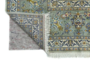 Vintage Green Traditional Floral 10X14 Kashan Persian Rug