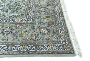 Vintage Green Traditional Floral 10X14 Kashan Persian Rug