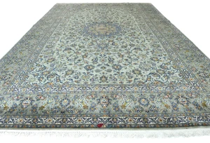 Vintage Green Traditional Floral 10X14 Kashan Persian Rug