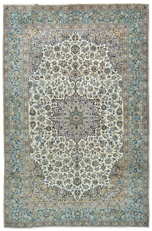 Semi Antique Cream Floral Traditional 12x16 Kashan Persian Oriental Rug