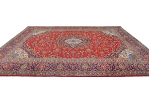Vintage Red Traditional Floral 10X13 Kashan Persian Rug