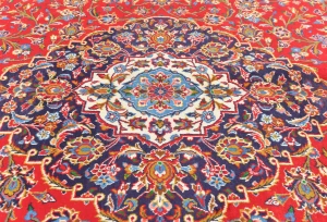Vintage Red Traditional Floral 10X13 Kashan Persian Rug