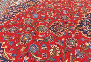 Vintage Red Traditional Floral 10X13 Kashan Persian Rug