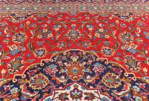 Vintage Red Traditional Floral 10X13 Kashan Persian Rug