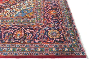 Vintage Red Traditional Floral 10X13 Kashan Persian Rug