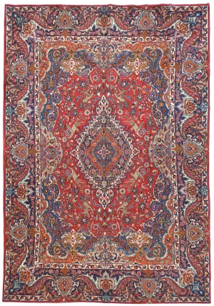 Semi Antique Red Pictorial Traditional 10X13 Kashmar Persian Rug