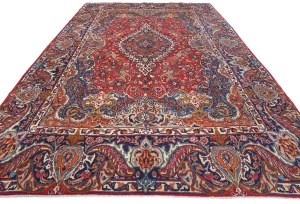 Semi Antique Red Pictorial Traditional 10X13 Kashmar Persian Rug
