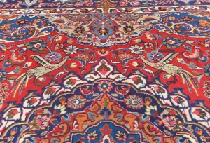 Semi Antique Red Pictorial Traditional 10X13 Kashmar Persian Rug
