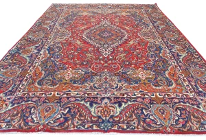 Semi Antique Red Pictorial Traditional 10X13 Kashmar Persian Rug