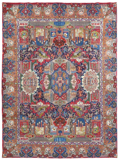 Vintage Multicolored Traditional 10X13 Kashmar Persian Rug