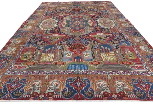 Vintage Multicolored Traditional 10X13 Kashmar Persian Rug
